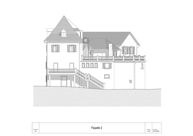 Plan facade 2 Hotel du Fronton
