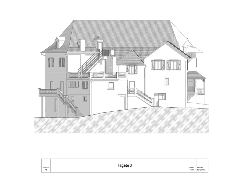Plan facade 3 Hotel du Fronton