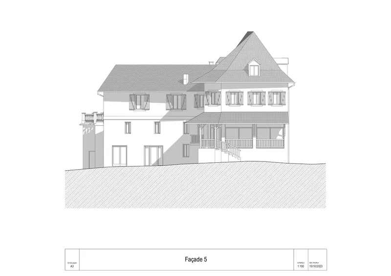 Plan facade 5 Hotel du Fronton