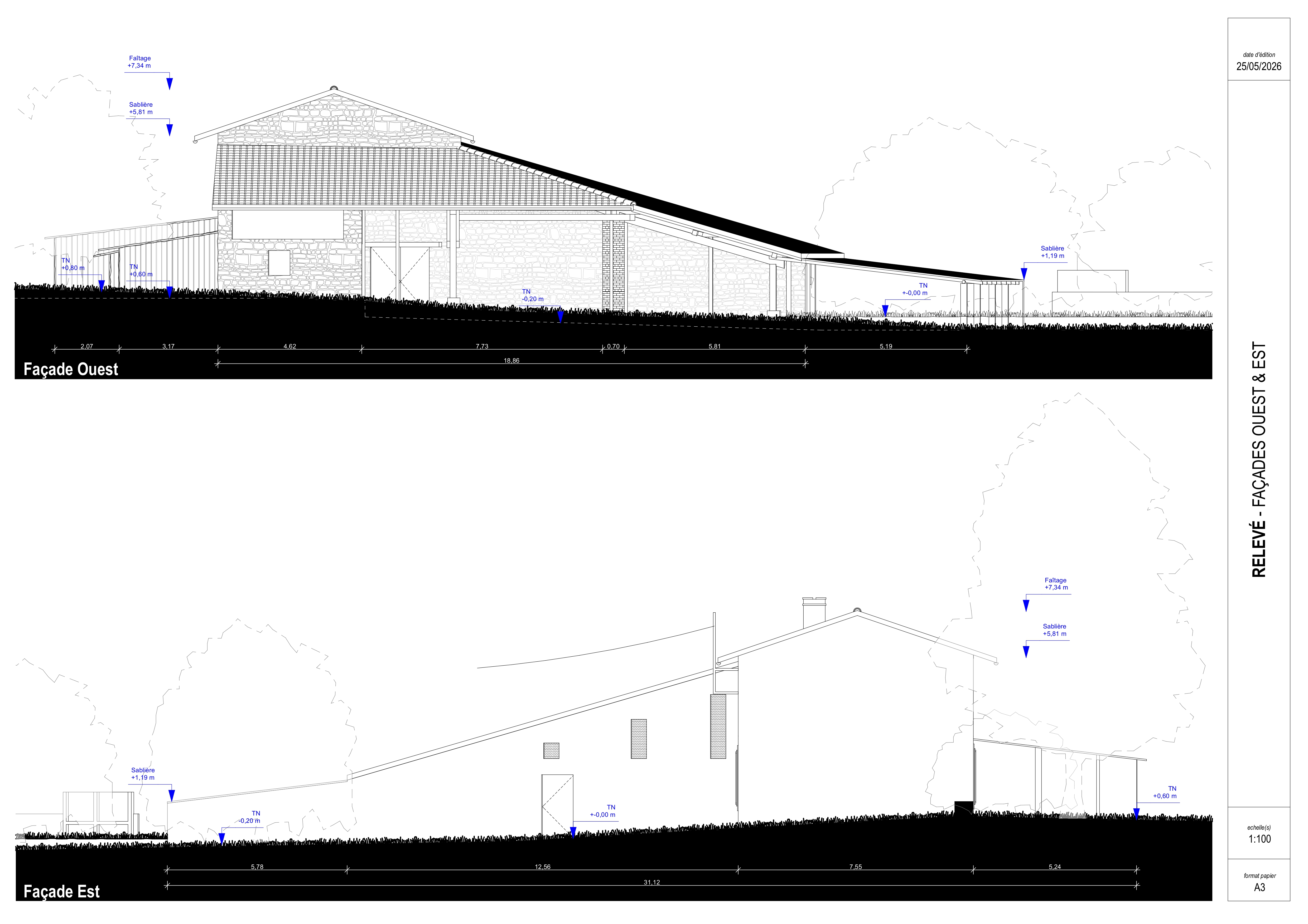 Plans façades Ouest et Est