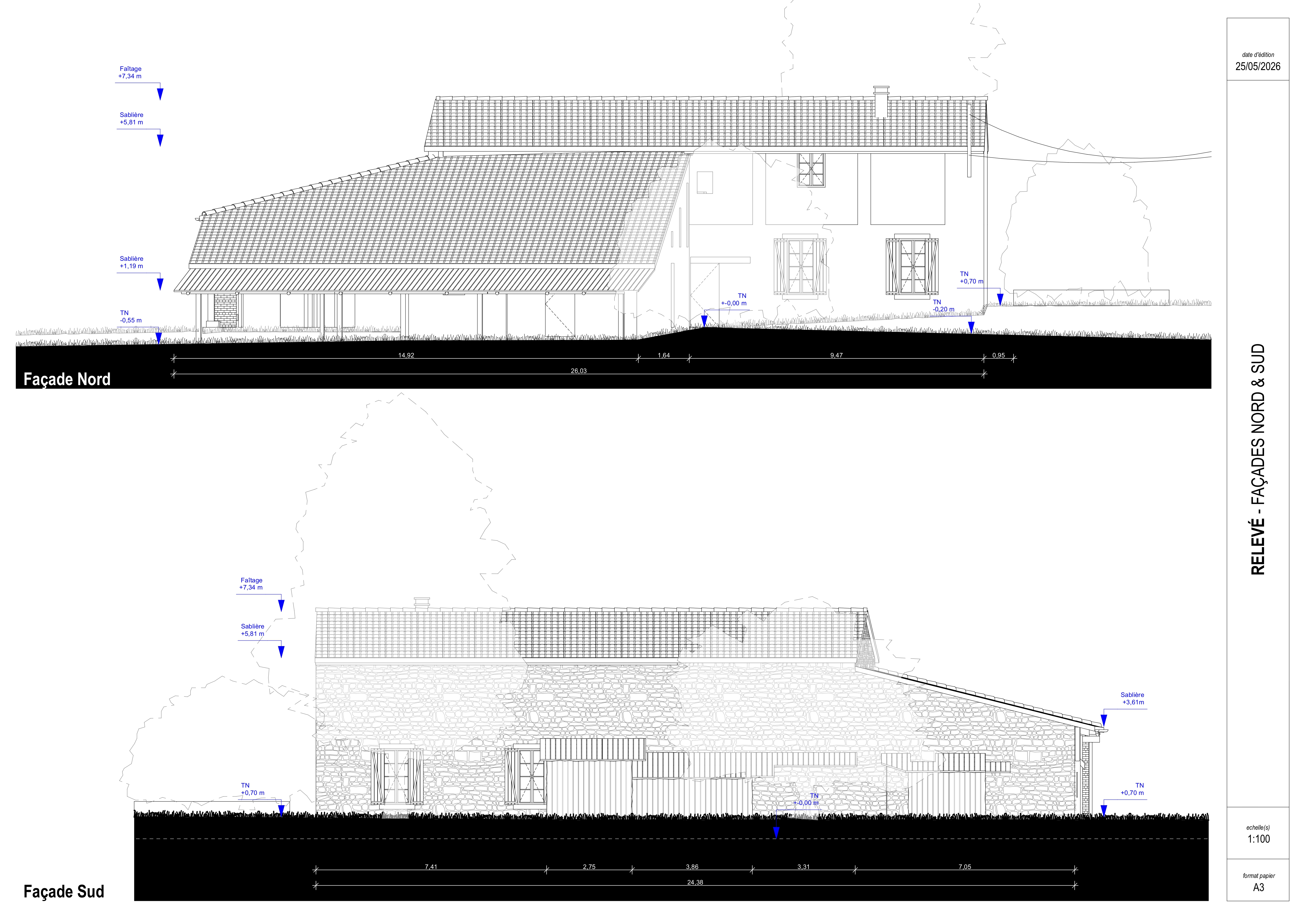Plan façades Nord et Sud