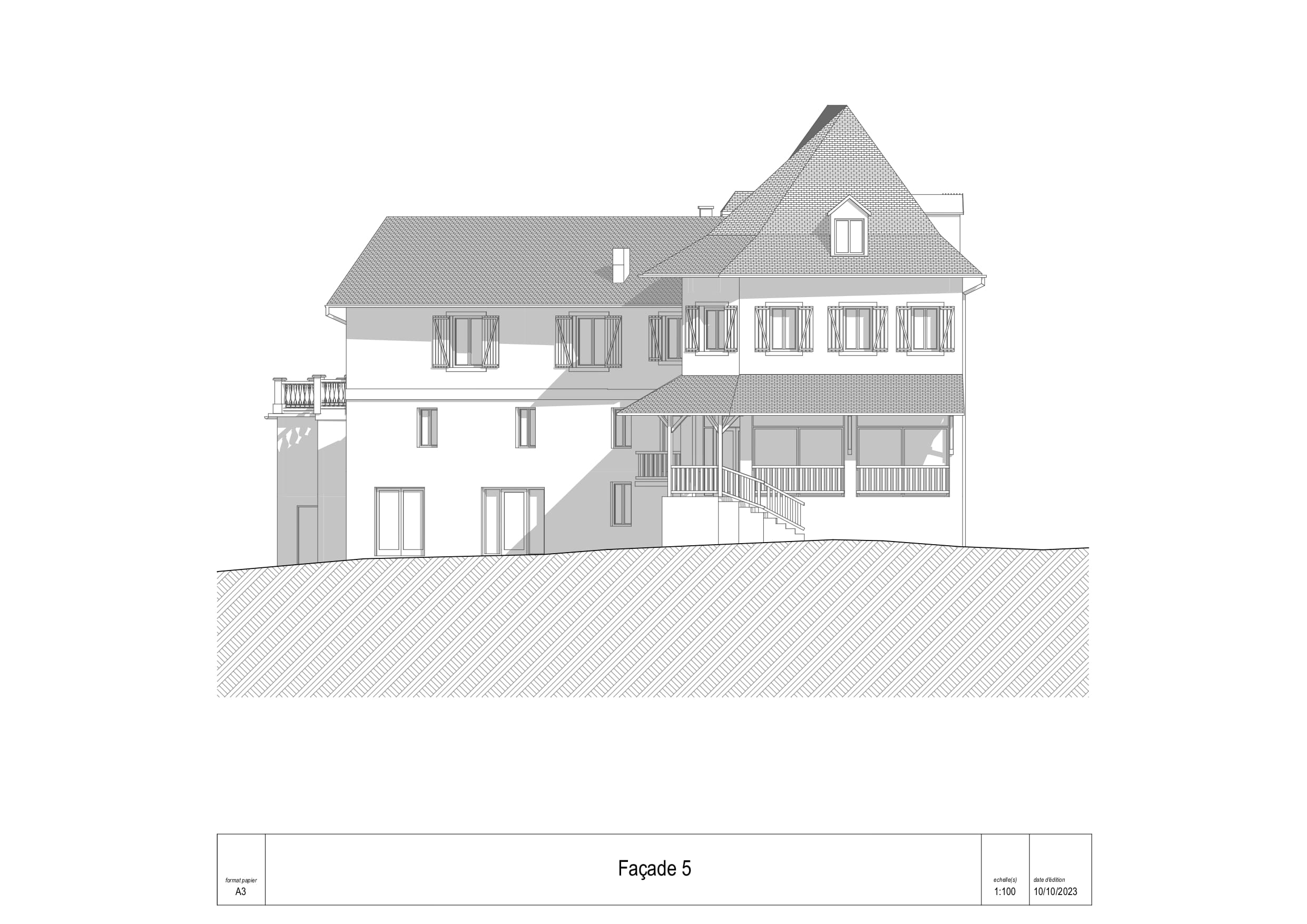Plan facade 5 Hôtel du Fronton